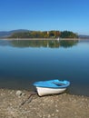 Boat and Slanica Island, Slovakia Royalty Free Stock Photo