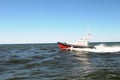 Boat speeding across water