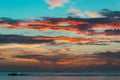 Boat speeding over the sunset