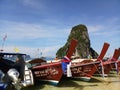 Boat standing in beautiful krabi island thailand