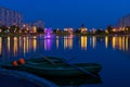 Boat station at Brateevo pond Royalty Free Stock Photo