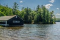 Boat station on the shore of lake Rosseau, Ontario, Canada Royalty Free Stock Photo