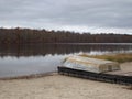 A boat stationed and parked for the winter Royalty Free Stock Photo