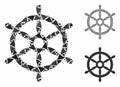 Boat steering wheel Composition Icon of Rough Pieces