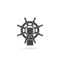 Boat steering wheel icon with shadow Royalty Free Stock Photo