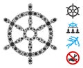 Boat Steering Wheel Mosaic of CoronaVirus Icons