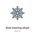 Boat steering wheel outline vector icon. Thin line black boat steering wheel icon, flat vector simple element illustration from Royalty Free Stock Photo