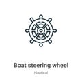 Boat steering wheel outline vector icon. Thin line black boat steering wheel icon, flat vector simple element illustration from Royalty Free Stock Photo