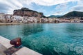 Boat Storage Facility in Cefalu city, Sicily, Italy. Banchina Lungomare Cefal Royalty Free Stock Photo