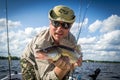 Boat summer fishing for walleye Royalty Free Stock Photo