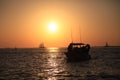 Boat, sun set, sun,