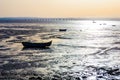 Boat sunset alcochete portugal bridge vasco da gama