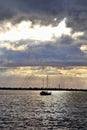 Boat at the sunset at the baltic sea. Royalty Free Stock Photo