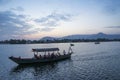 Boat at sunset in kampot cambodia