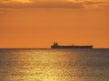 Boat Sunset over the ocean Curacao Views Royalty Free Stock Photo