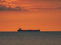 Boat Sunset over the ocean Curacao Views Royalty Free Stock Photo