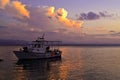 night sunset boat at Eretria Euboea Greece