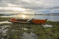 The boat during sunset time Royalty Free Stock Photo