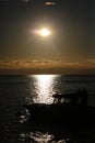 Boat at sunset twilight Royalty Free Stock Photo