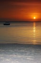 Boat in the sunset - Zanzibar Royalty Free Stock Photo