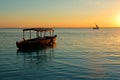 Boat at sunset - Zanzibar Royalty Free Stock Photo