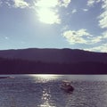 Boat and sunshine on lake