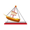 Boat swing icon, cartoon style