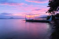 Boat on Taal lake in front of Volcano, Philippines Royalty Free Stock Photo