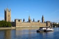 Boat on Thames river near of Big Ben