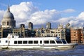 Boat on Thames river and St Paul's Cathedral on the background , London Royalty Free Stock Photo