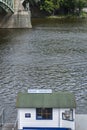 Boat Ticket Booth by the Vltava River in Prague Royalty Free Stock Photo