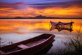 A boat tide at the lake