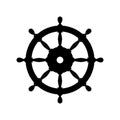 Boat timon wheel icon. Port sailor ship steering wheel vector captain rudder wheel logo