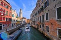 A boat to venice in italy in the canals in town