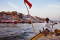 On a boat tour in Varanasi, India. Royalty Free Stock Photo