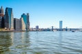 New York Bay. Boat Tour Journey Down the Hudson River and East river. Waterfront, Skyscrapers. New York City