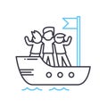 boat tour line icon, outline symbol, vector illustration, concept sign