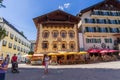 Family ride in an Austrian village Royalty Free Stock Photo