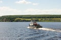 Boat traveling on Volga river