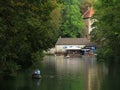 Boat trip idyllic scenery in summer in Germany