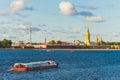 Boat trip on Neva river near St. Peter and Paul fortress Royalty Free Stock Photo