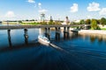boat trip on the river Velikaya Royalty Free Stock Photo