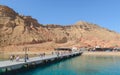 Boat trip to the coral reefs of Tiran Island. The area attracts divers and snorkelers. Clear water, with many lagoons and coral Royalty Free Stock Photo