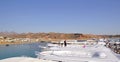 Boat trip to the coral reefs of Tiran Island. The area attracts divers and snorkelers. Clear water, with many lagoons and coral Royalty Free Stock Photo