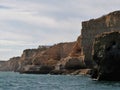 Spectacular view of limestone rocks from the Atlantic ocean in Portugal Royalty Free Stock Photo