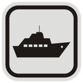 Boat trips, black silhouette of steamboat, black and gray frame, vector icon