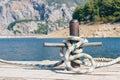 Boat trips in Turkey. Mooring bollard with rope Royalty Free Stock Photo