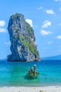 Boat with tropical beach Andaman Sea ati Krabi Thailand