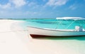 Boat at the tropical beach, Los Roques