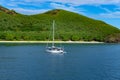 Boat at the tropical sandy beach of Nacula Royalty Free Stock Photo